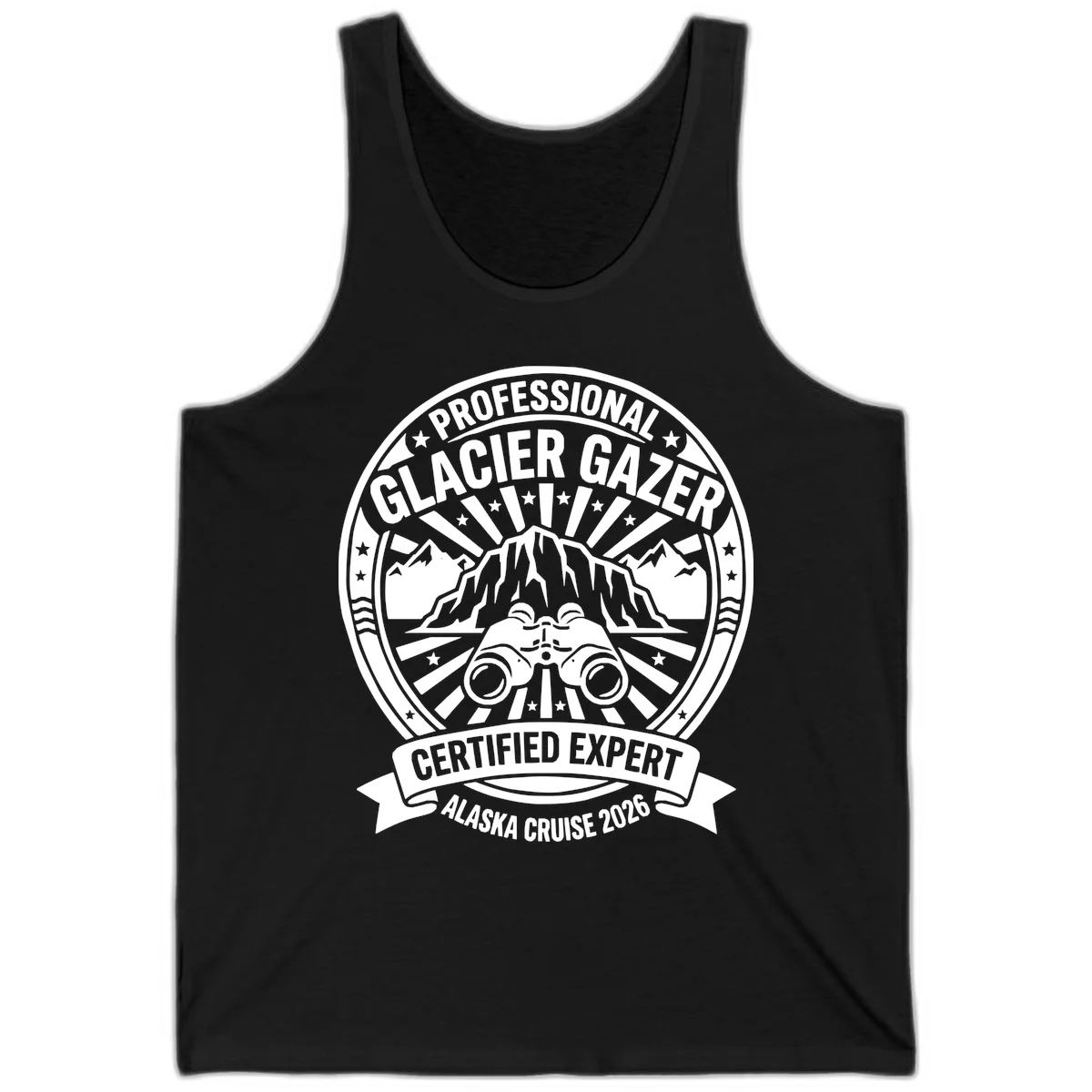 Professional Glacier Gazer Certified Expert Badge Tank Top in Black