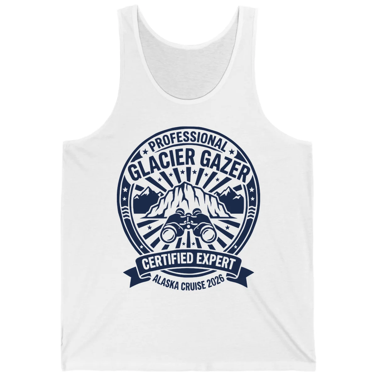 Professional Glacier Gazer Certified Expert Badge Tank Top in White