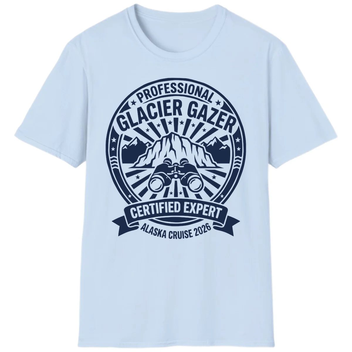 Professional Glacier Gazer Certified Expert Badge T-Shirt in Light Blue