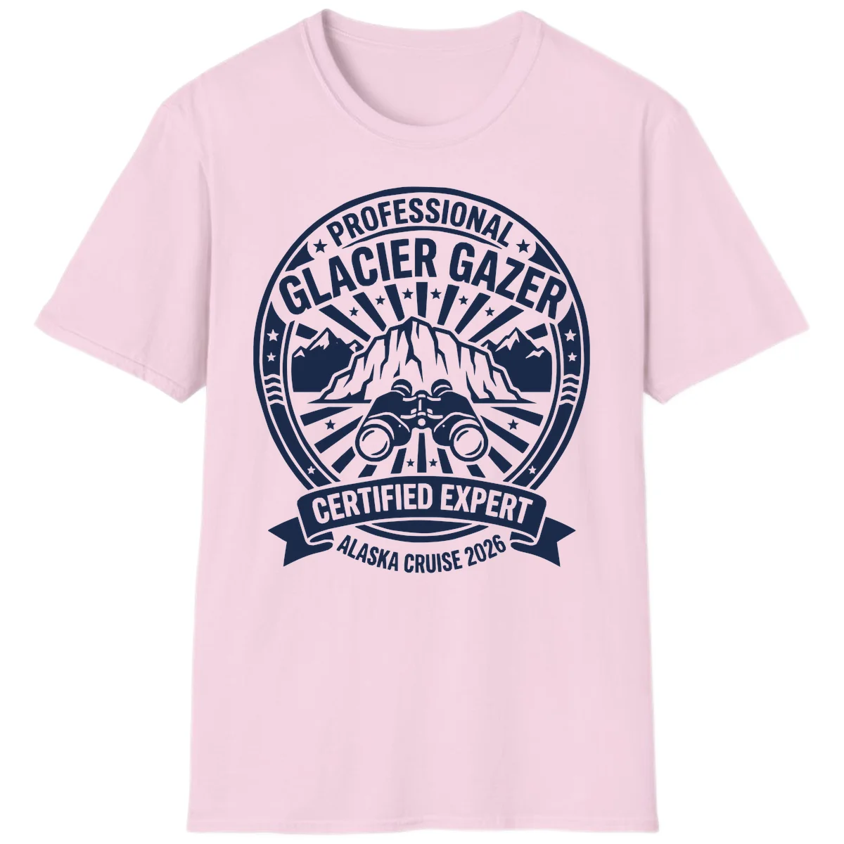 Professional Glacier Gazer Certified Expert Badge T-Shirt in Light Pink