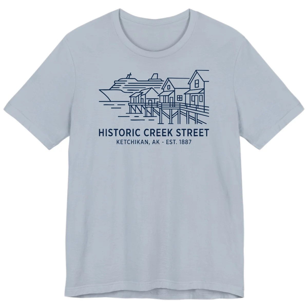 Historic Creek Street Ketchikan Alaska Premium T-Shirt in Light Blue