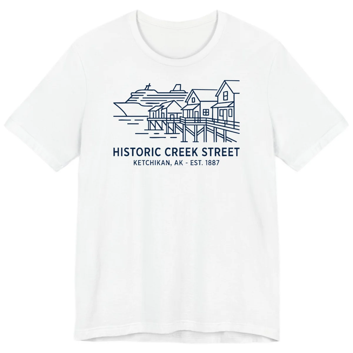 Historic Creek Street Ketchikan Alaska Premium T-Shirt in White