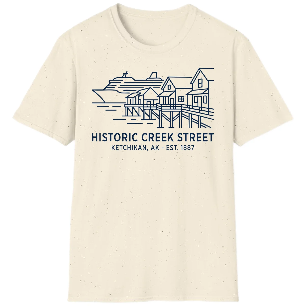 Historic Creek Street Ketchikan Alaska T-Shirt in Natural