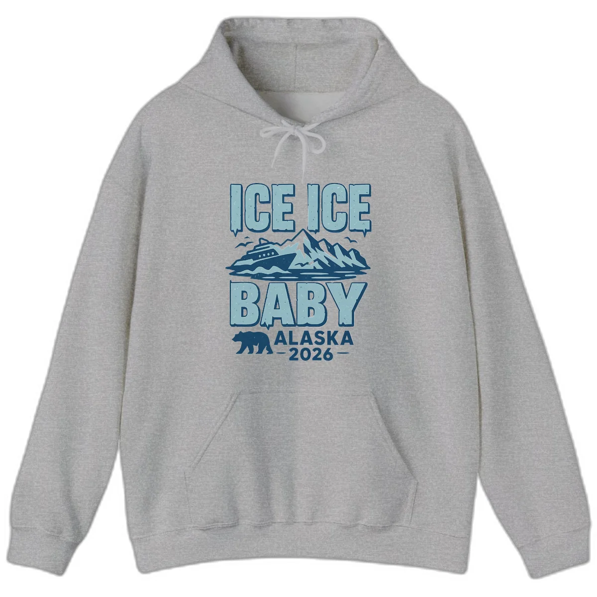 Ice Ice Baby Alaska Cruise Hoodie in Sport Grey