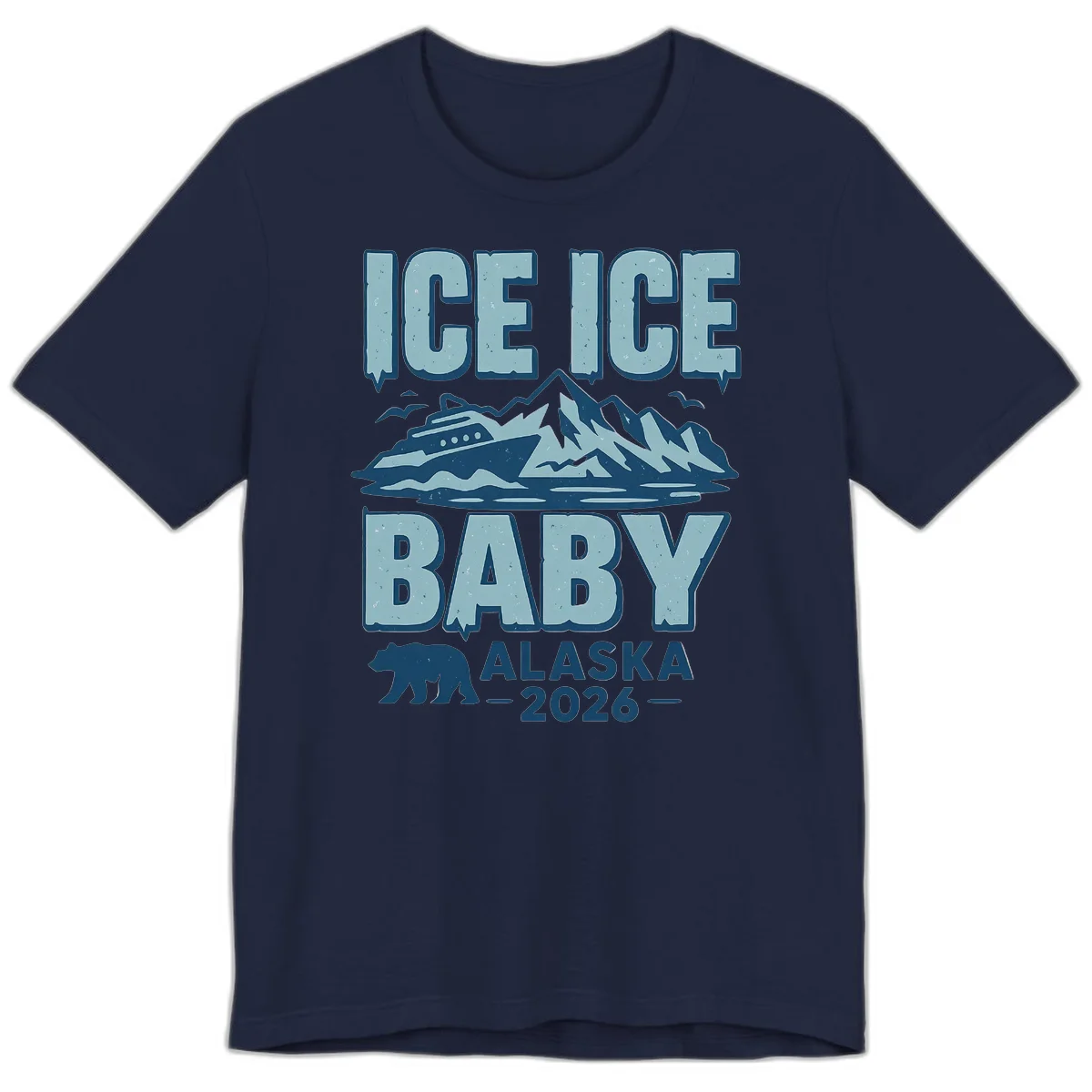 Ice Ice Baby Alaska Cruise Premium Tee in Navy