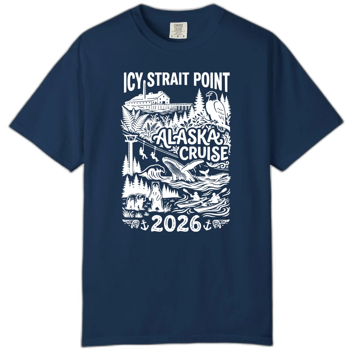 Icy Strait Point Alaska Cruise 2026 Comfort Color in Navy