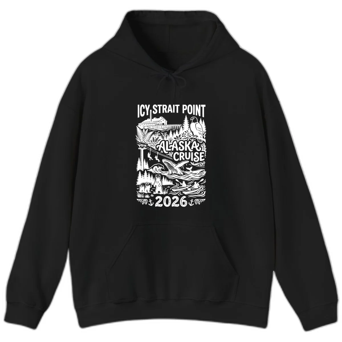 Icy Strait Point Alaska Cruise 2026 Hoodie in Black