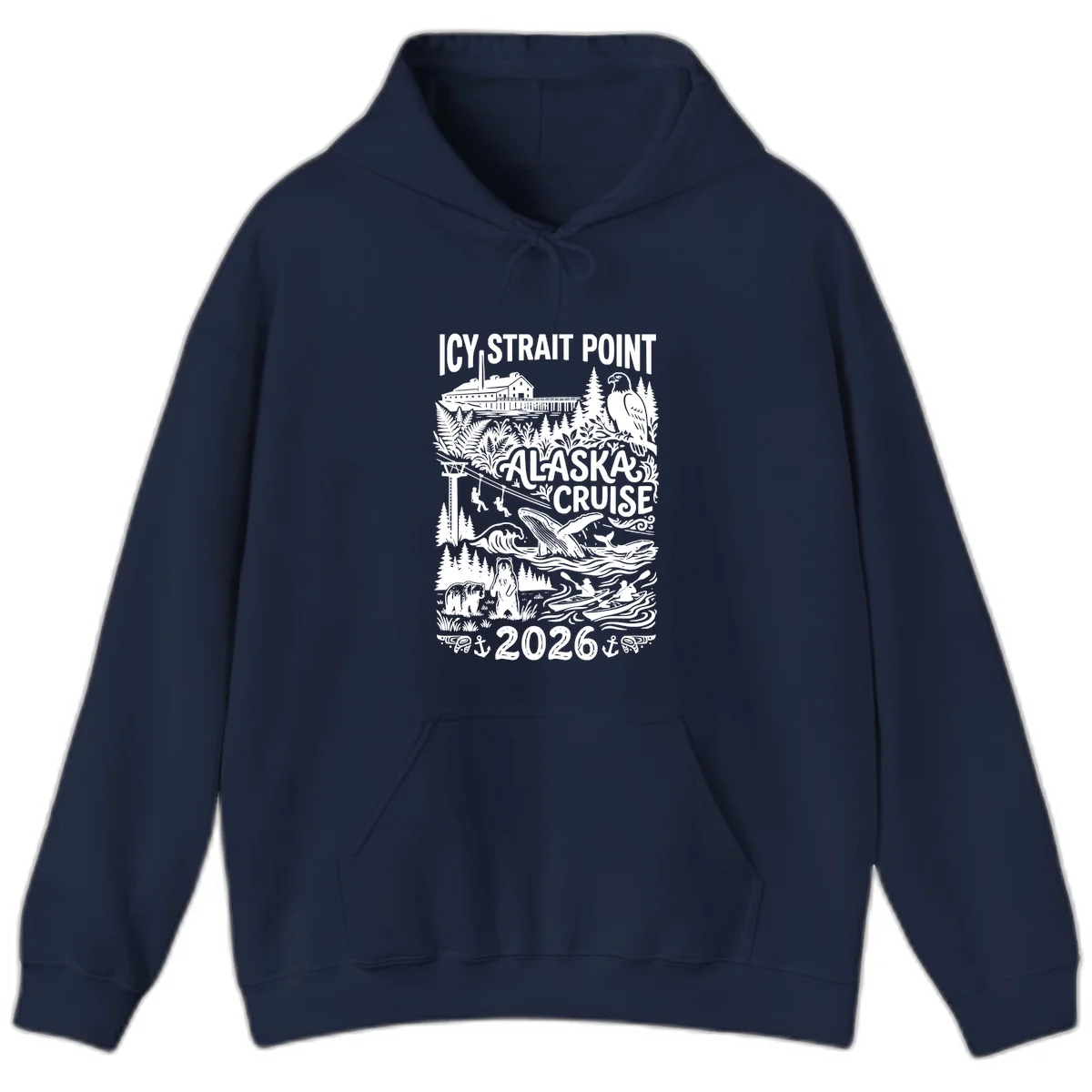 Icy Strait Point Alaska Cruise 2026 Hoodie in Navy