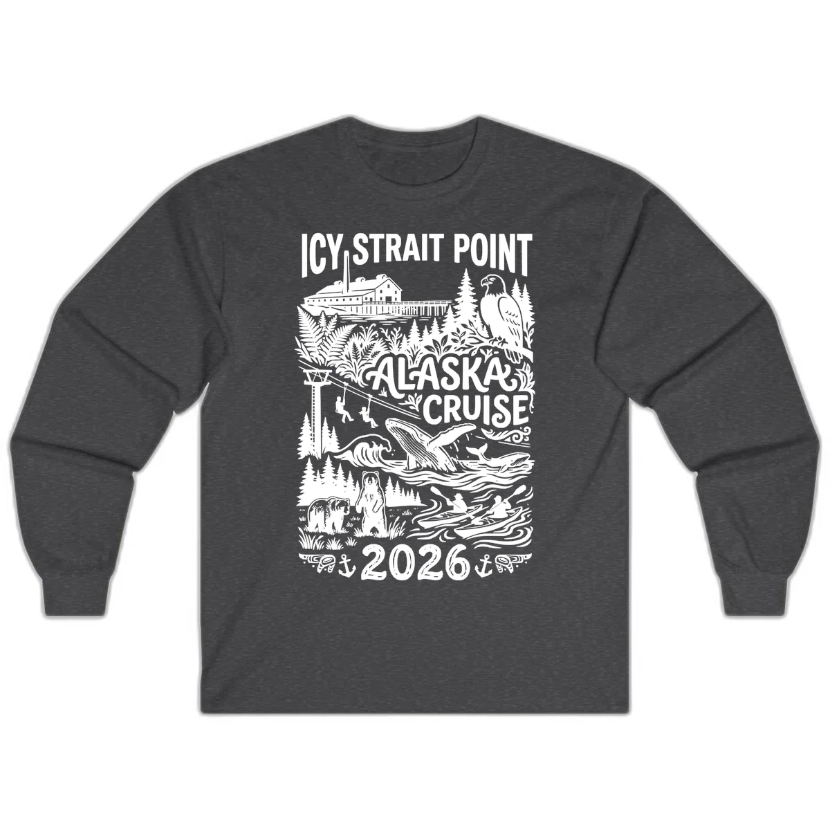 Icy Strait Point Alaska Cruise 2026 Long Sleeve in Dark Heather