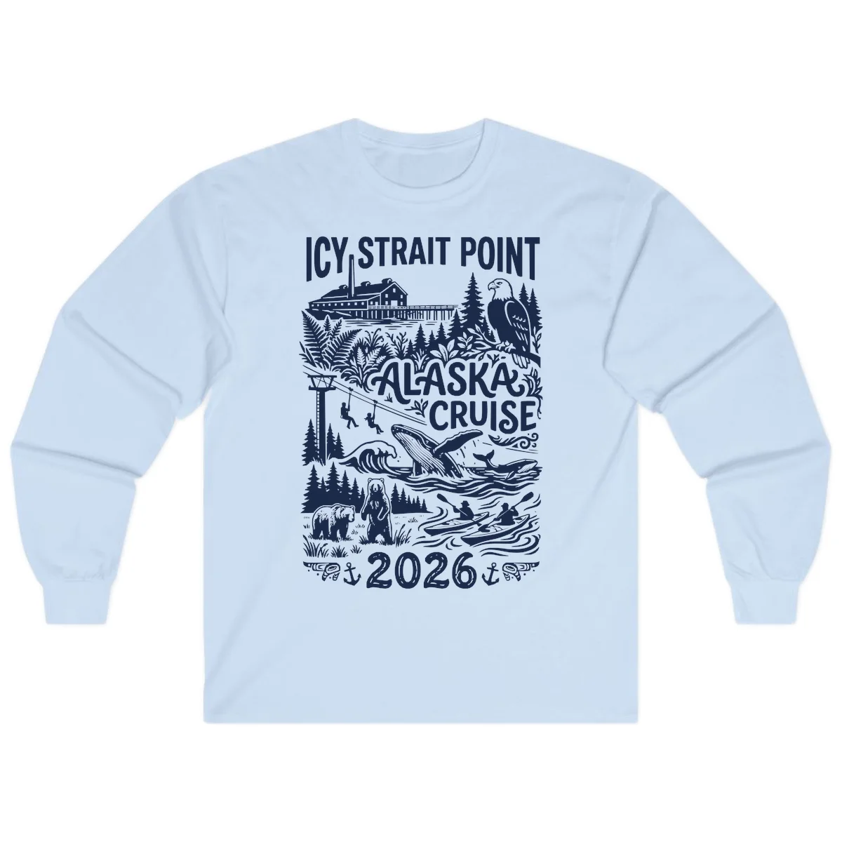 Icy Strait Point Alaska Cruise 2026 Long Sleeve in Light Blue