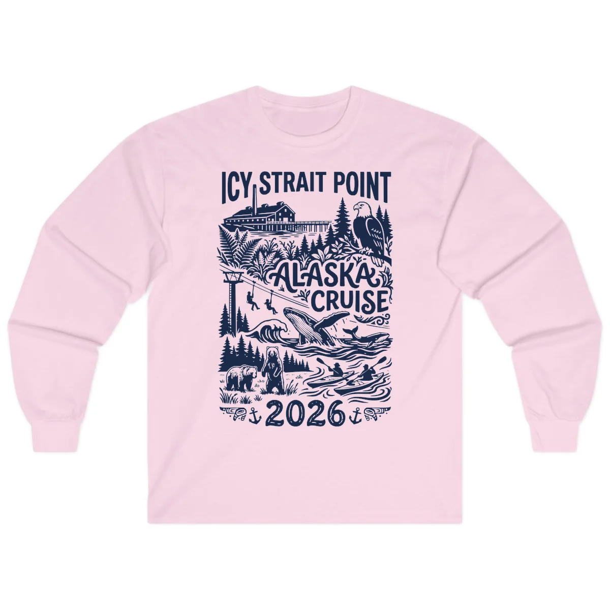 Icy Strait Point Alaska Cruise 2026 Long Sleeve in Light Pink