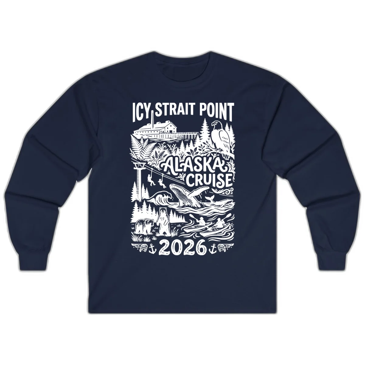 Icy Strait Point Alaska Cruise 2026 Long Sleeve in Navy