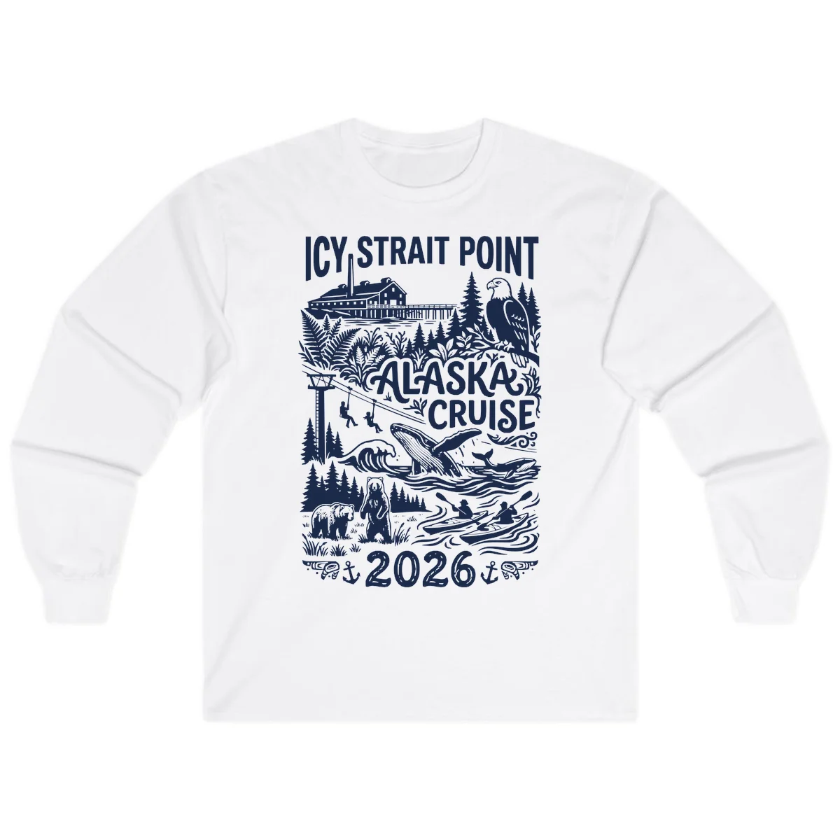 Icy Strait Point Alaska Cruise 2026 Long Sleeve in White