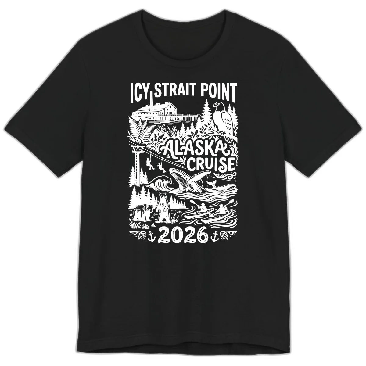 Icy Strait Point Alaska Cruise 2026 Premium Tee in Black