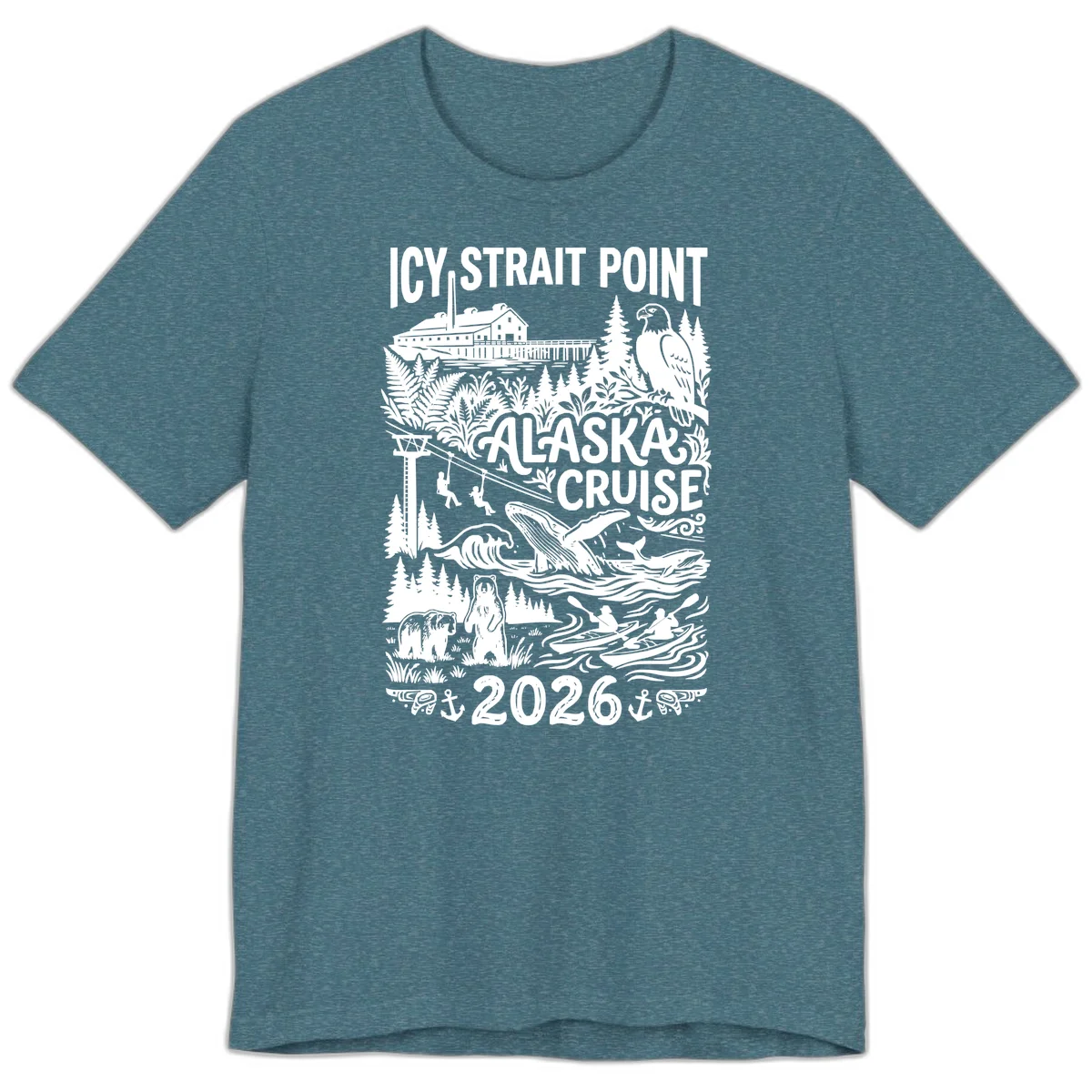 Icy Strait Point Alaska Cruise 2026 Premium Tee in Heather Deep Teal
