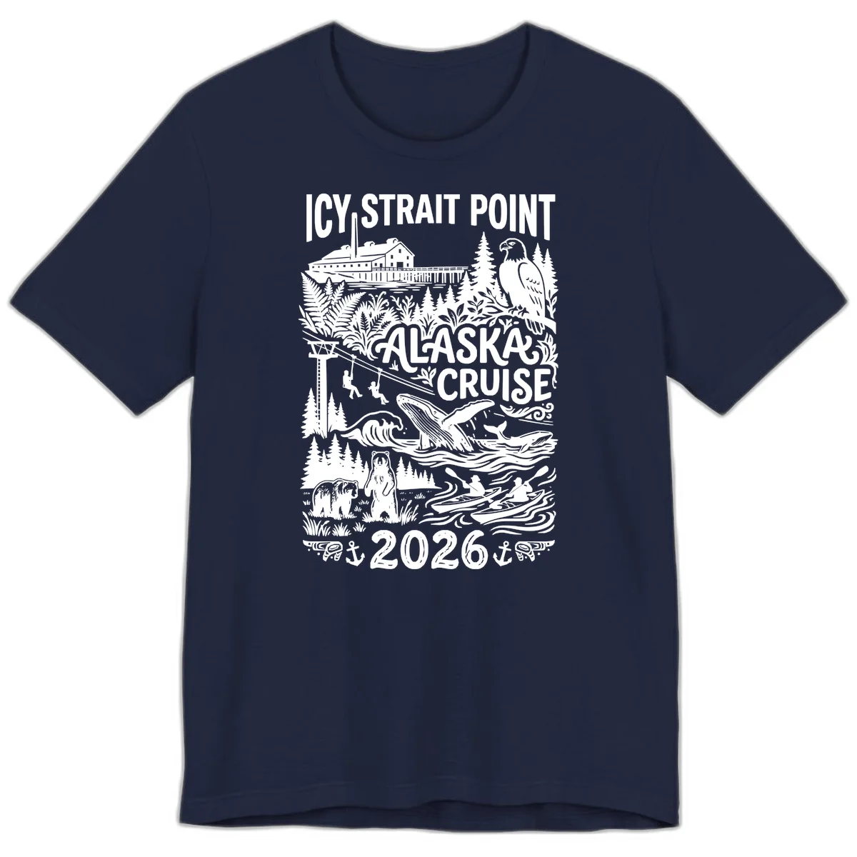 Icy Strait Point Alaska Cruise 2026 Premium Tee in Navy