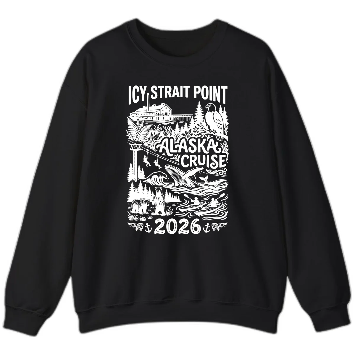 Icy Strait Point Alaska Cruise 2026 Sweatshirt in Black