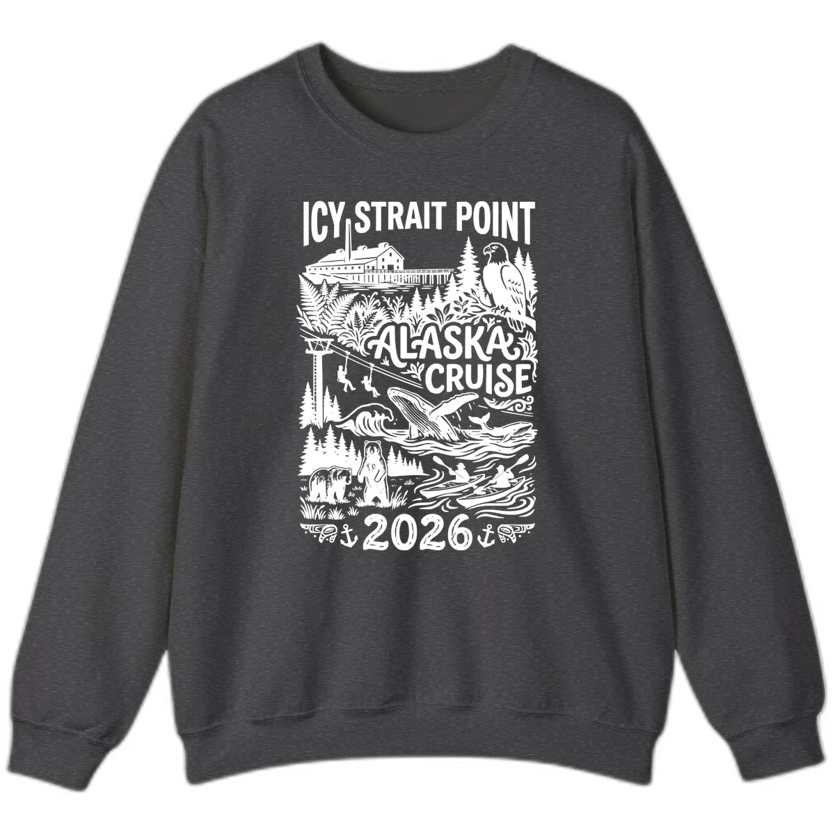 Icy Strait Point Alaska Cruise 2026 Sweatshirt in Dark Heather