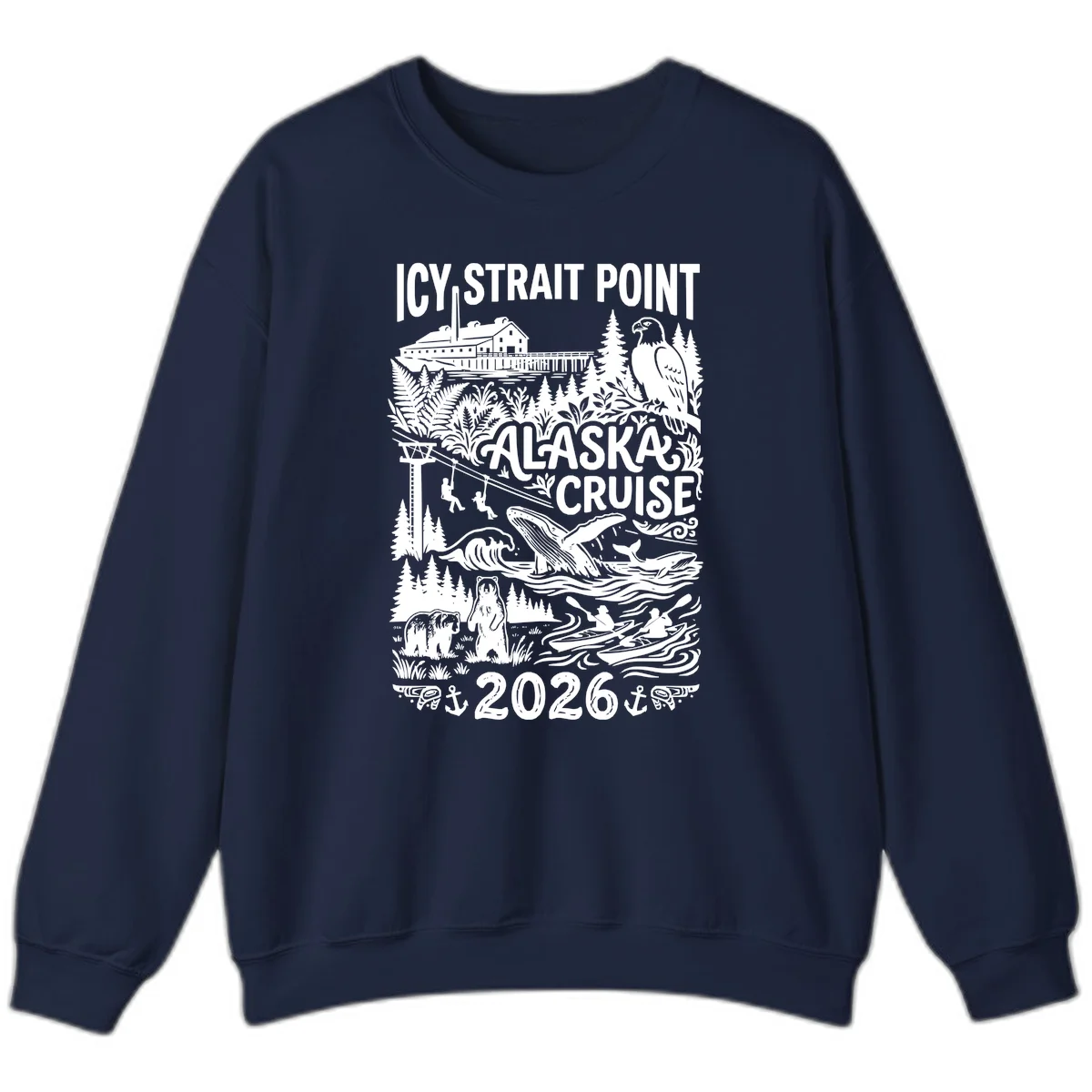 Icy Strait Point Alaska Cruise 2026 Sweatshirt in Navy