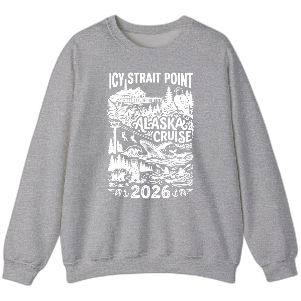 Icy Strait Point Alaska Cruise 2026 Sweatshirt in Sport Grey