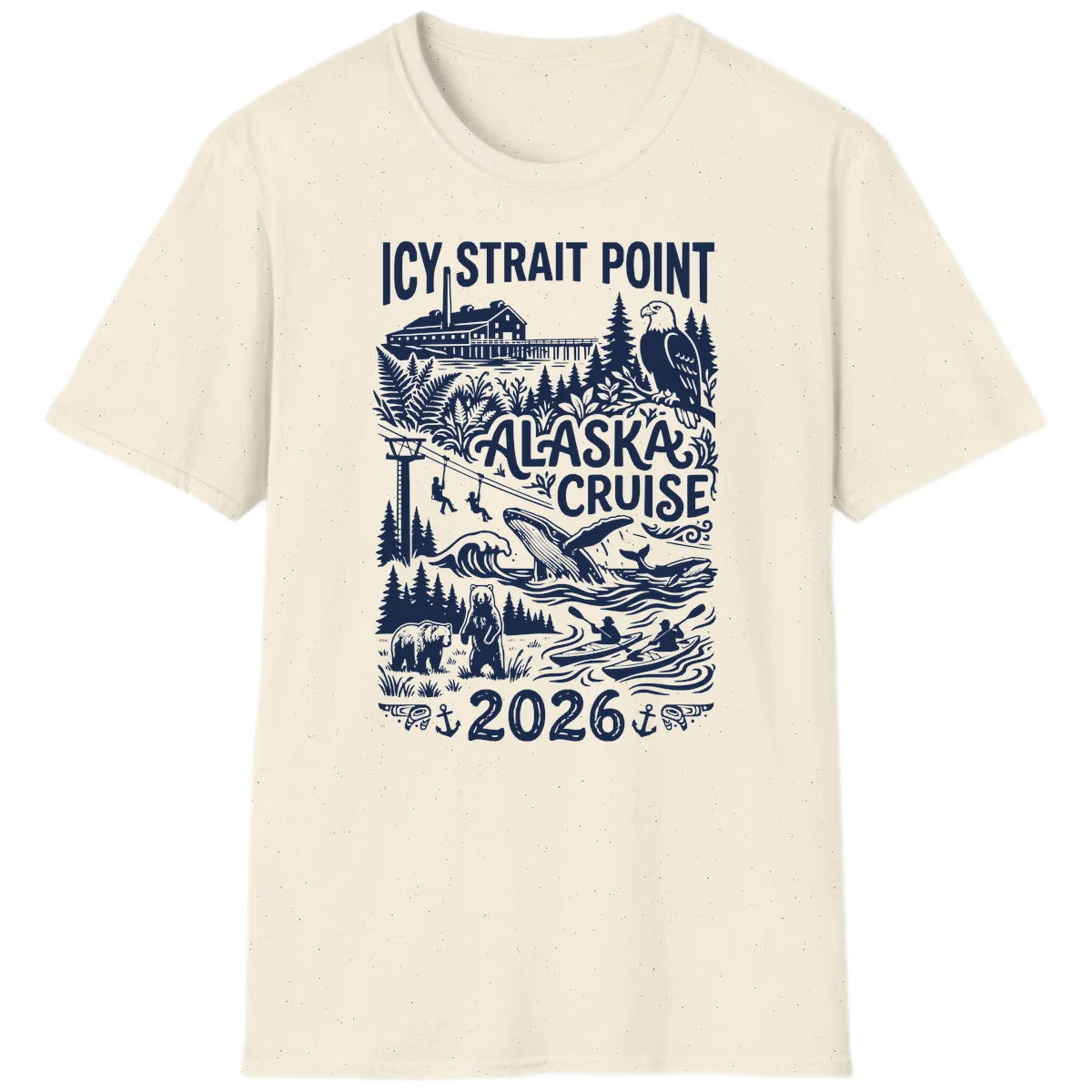 Icy Strait Point Alaska Cruise 2026 T-Shirt in Natural