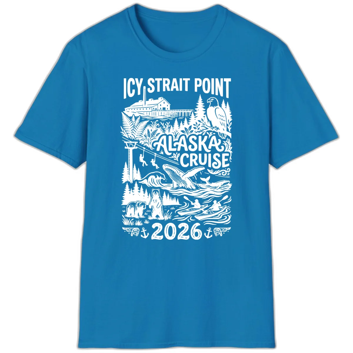 Icy Strait Point Alaska Cruise 2026 T-Shirt in Sapphire