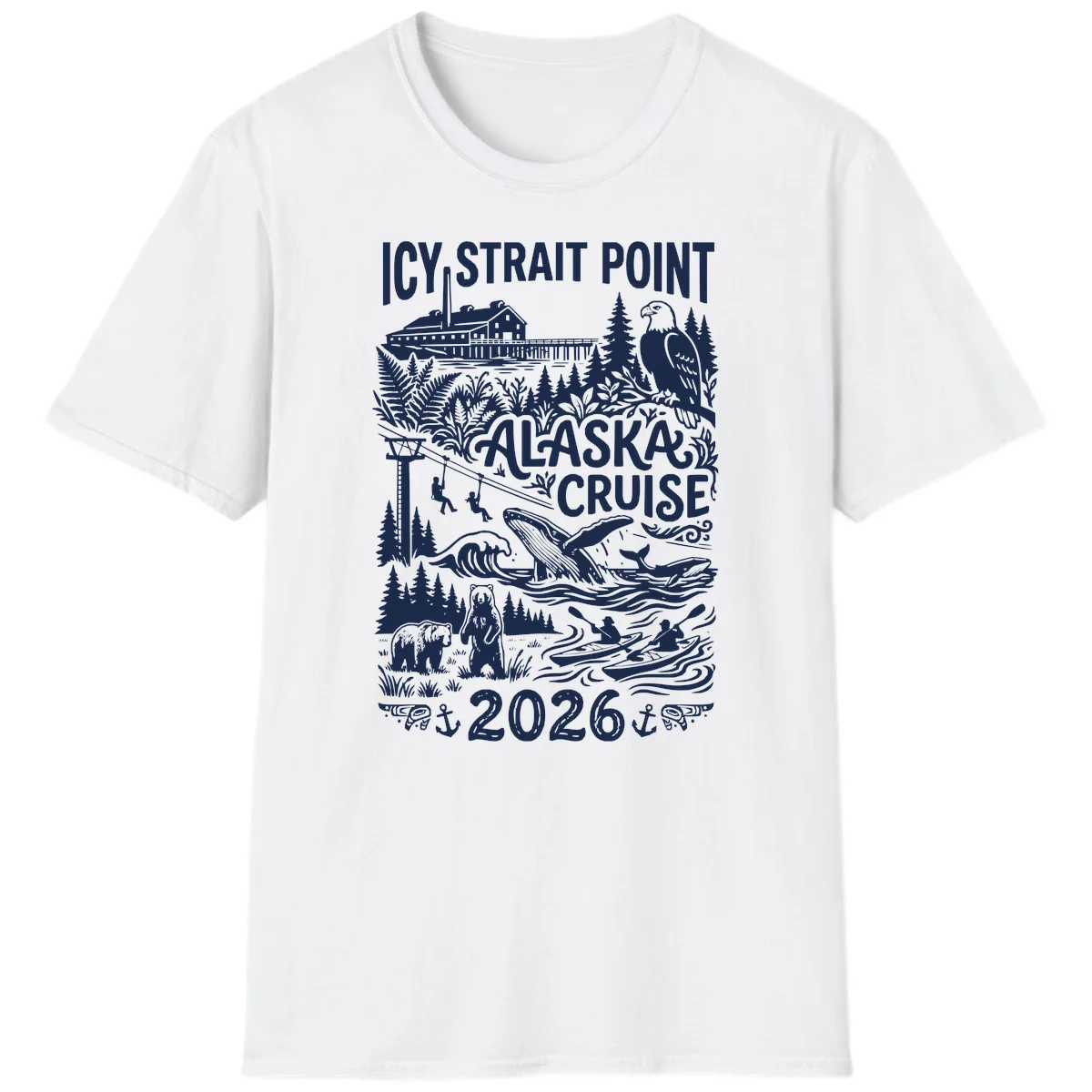 Icy Strait Point Alaska Cruise 2026 T-Shirt in White