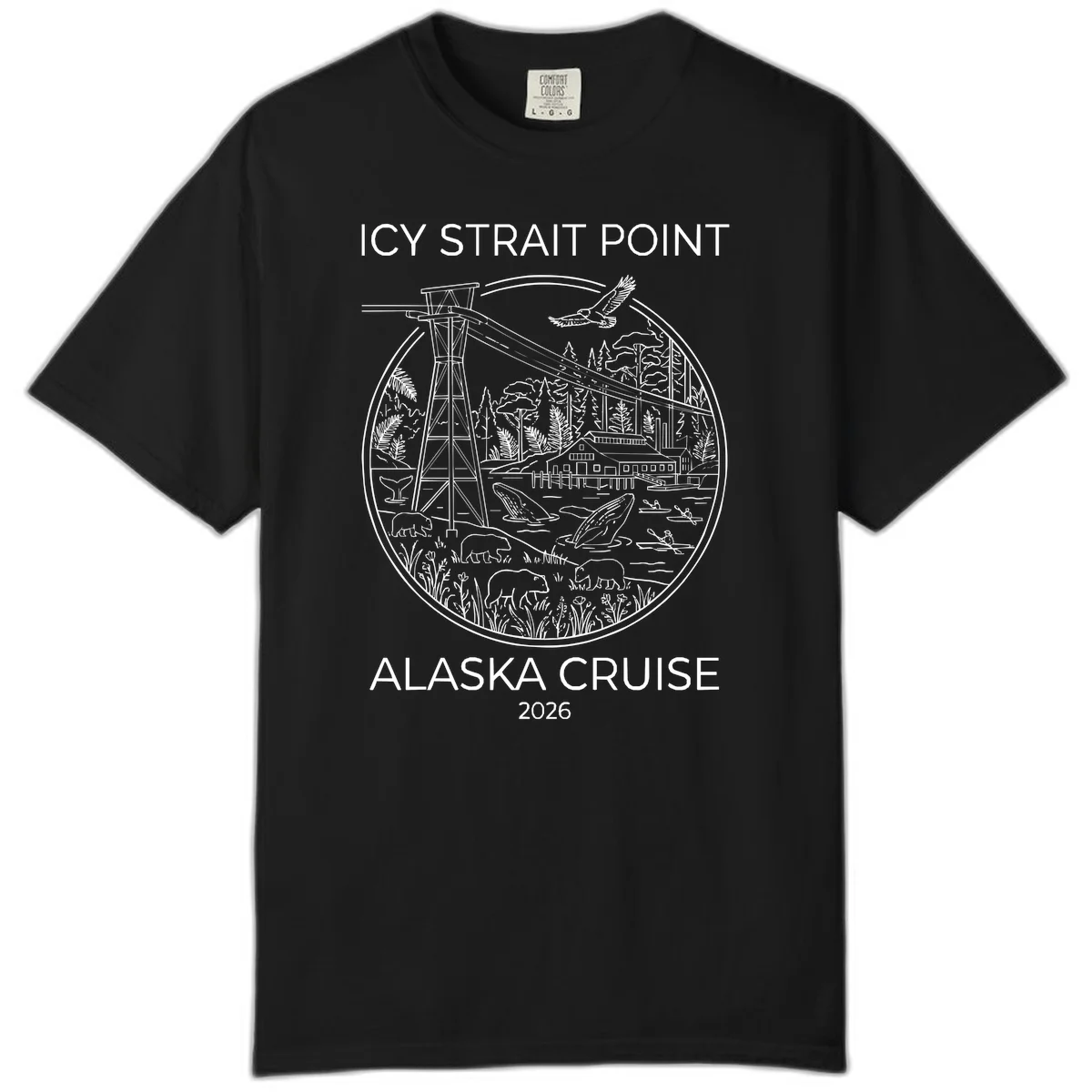 Icy Strait Point Wildlife Panorama Comfort Color in Black