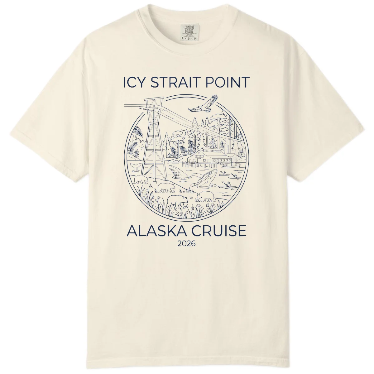 Icy Strait Point Wildlife Panorama Comfort Color in Ivory