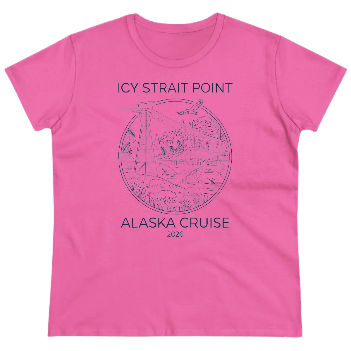 Icy Strait Point Wildlife Panorama Ladies Tee in Azalea