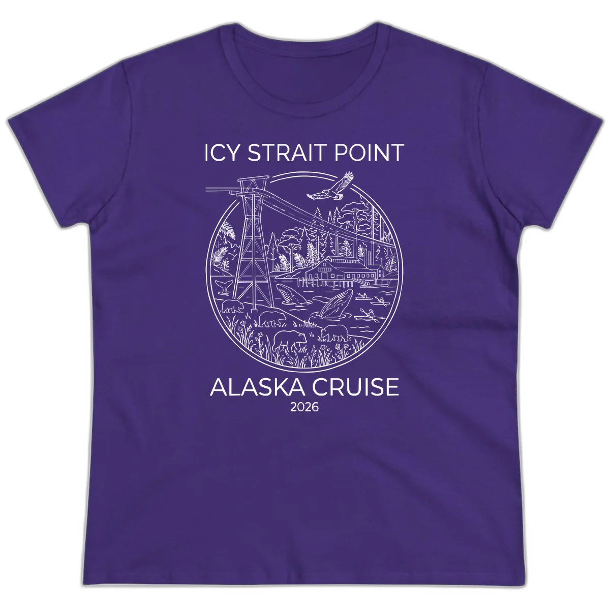 Icy Strait Point Wildlife Panorama Ladies Tee in Purple