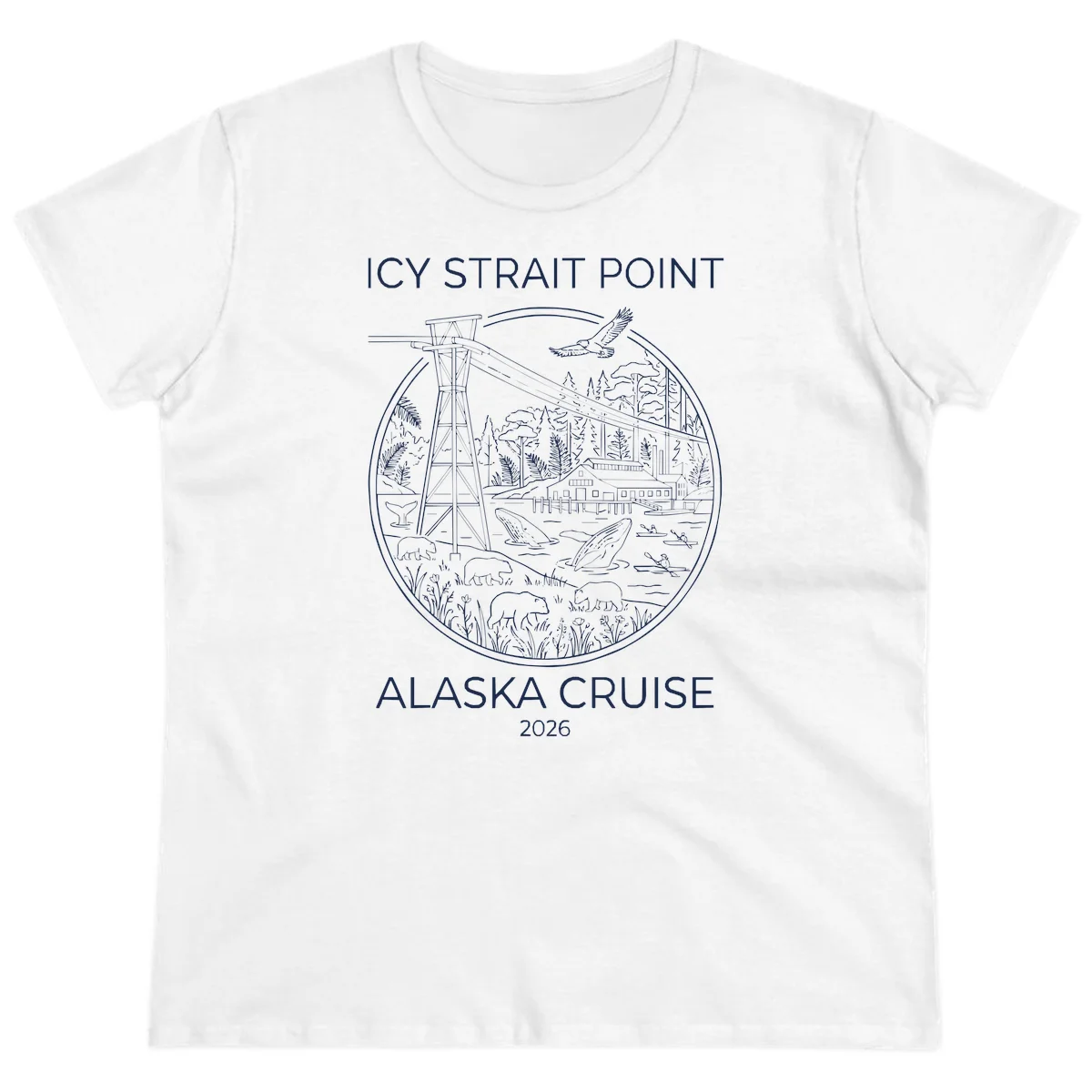 Icy Strait Point Wildlife Panorama Ladies Tee in White