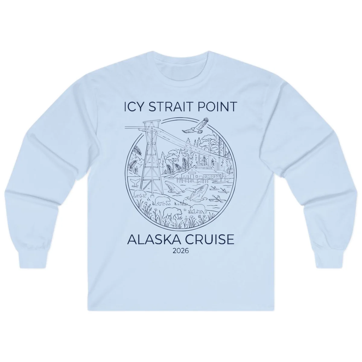 Icy Strait Point Wildlife Panorama Long Sleeve in Light Blue