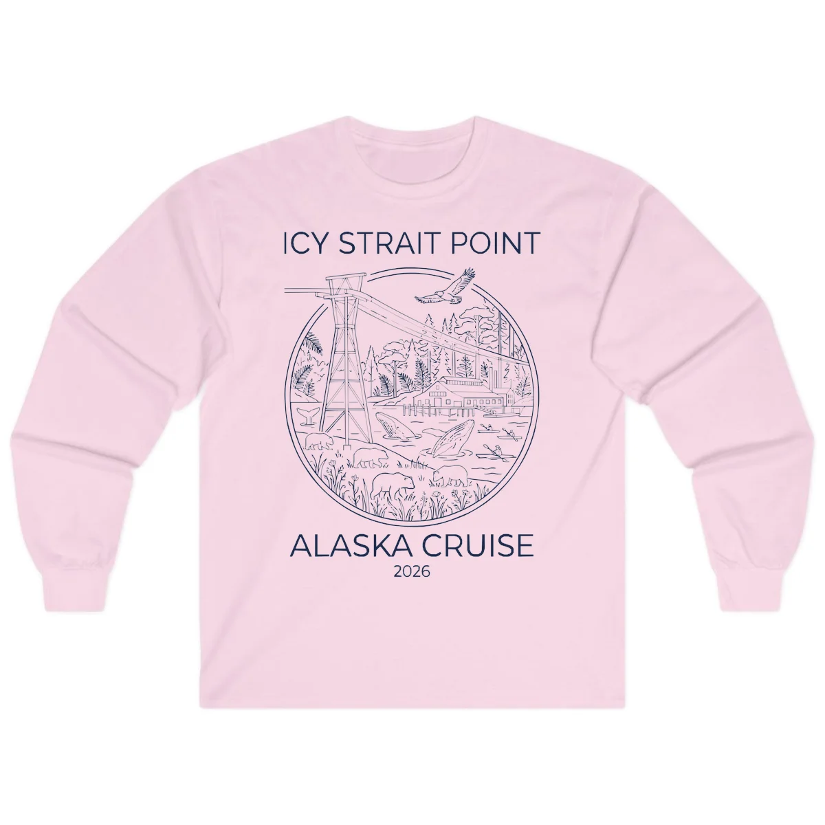 Icy Strait Point Wildlife Panorama Long Sleeve in Light Pink