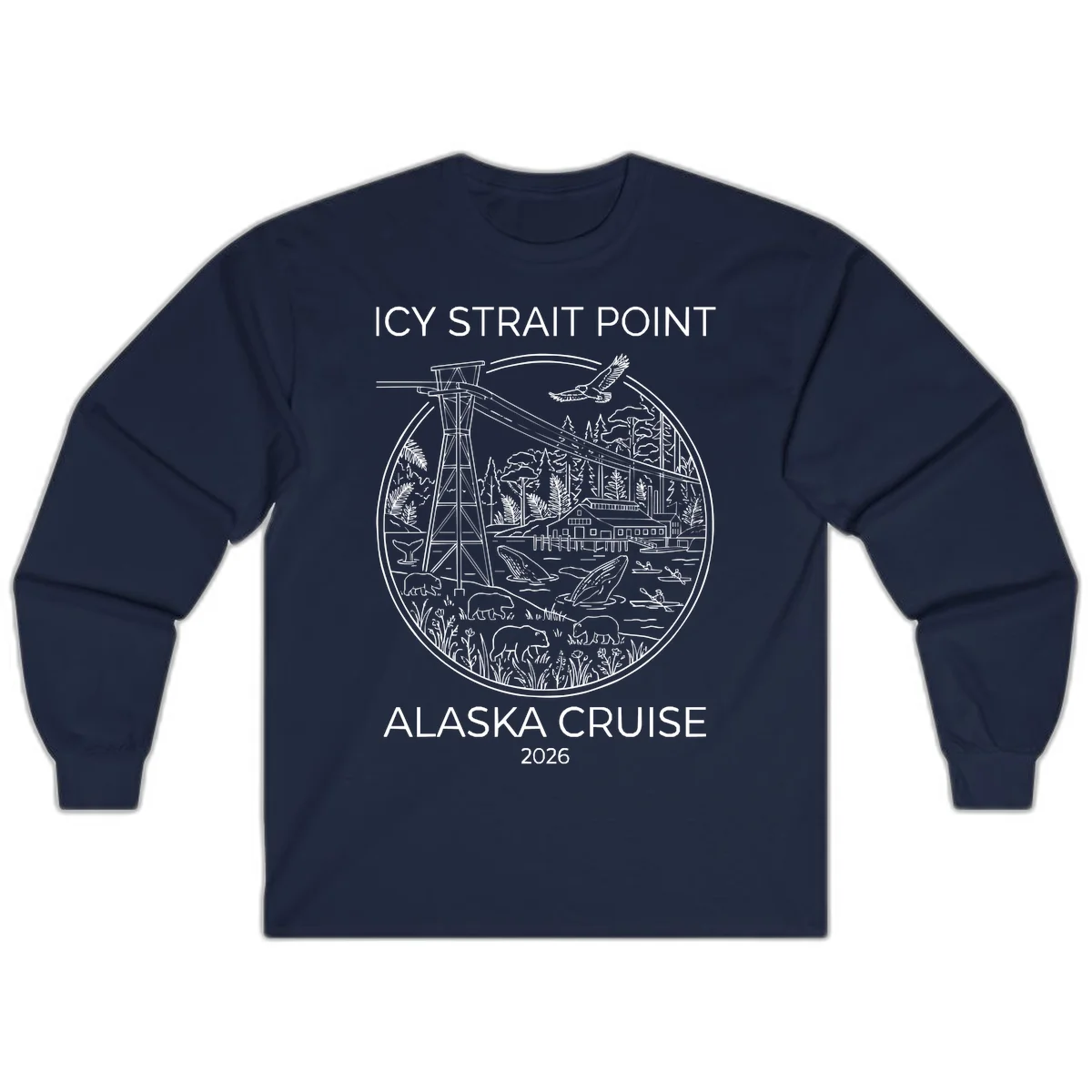 Icy Strait Point Wildlife Panorama Long Sleeve in Navy