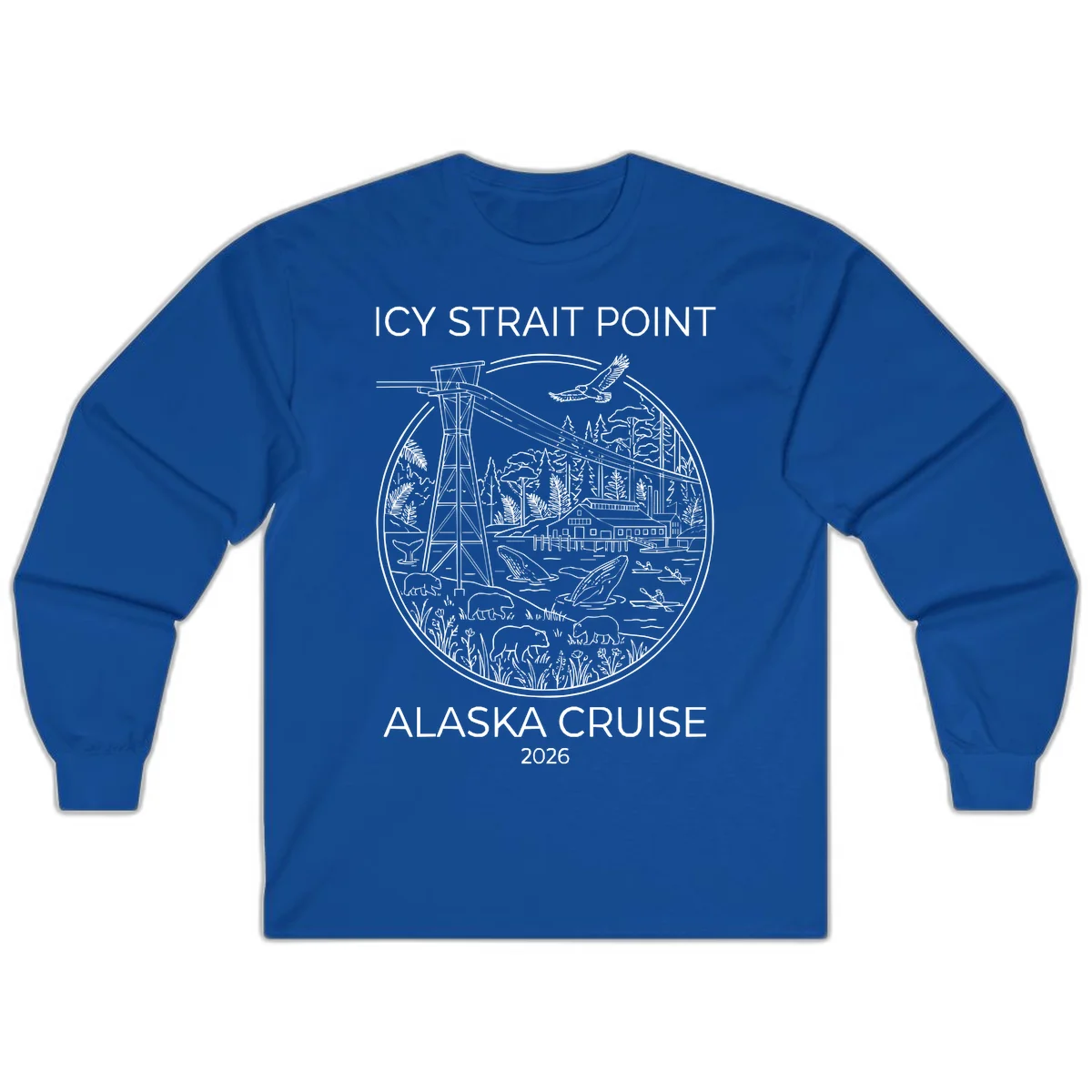 Icy Strait Point Wildlife Panorama Long Sleeve in Royal