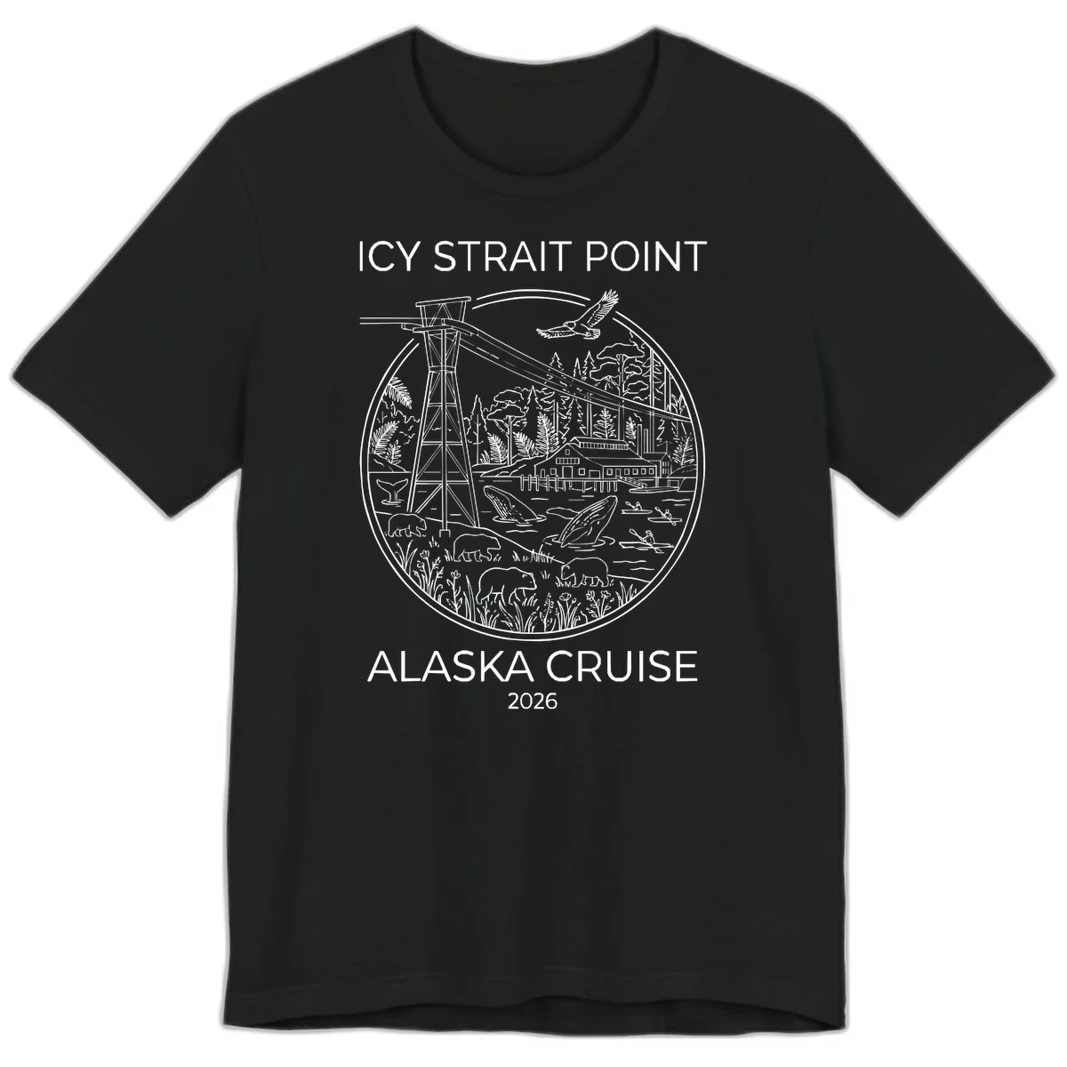 Icy Strait Point Wildlife Panorama Premium Tee in Black