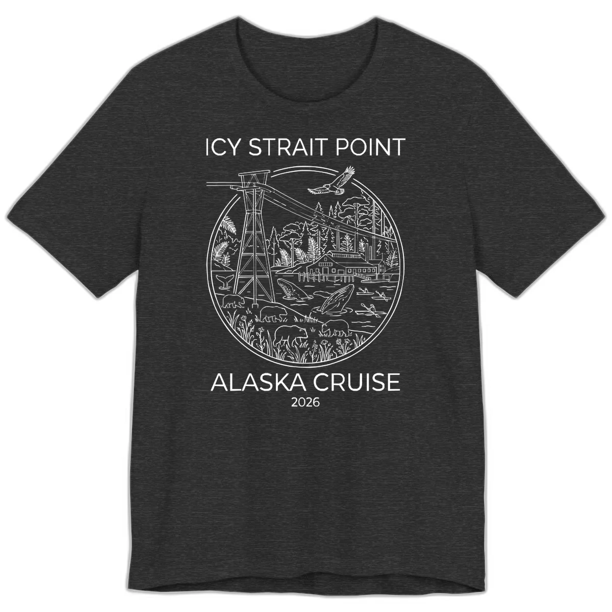 Icy Strait Point Wildlife Panorama Premium Tee in Dark Grey Heather