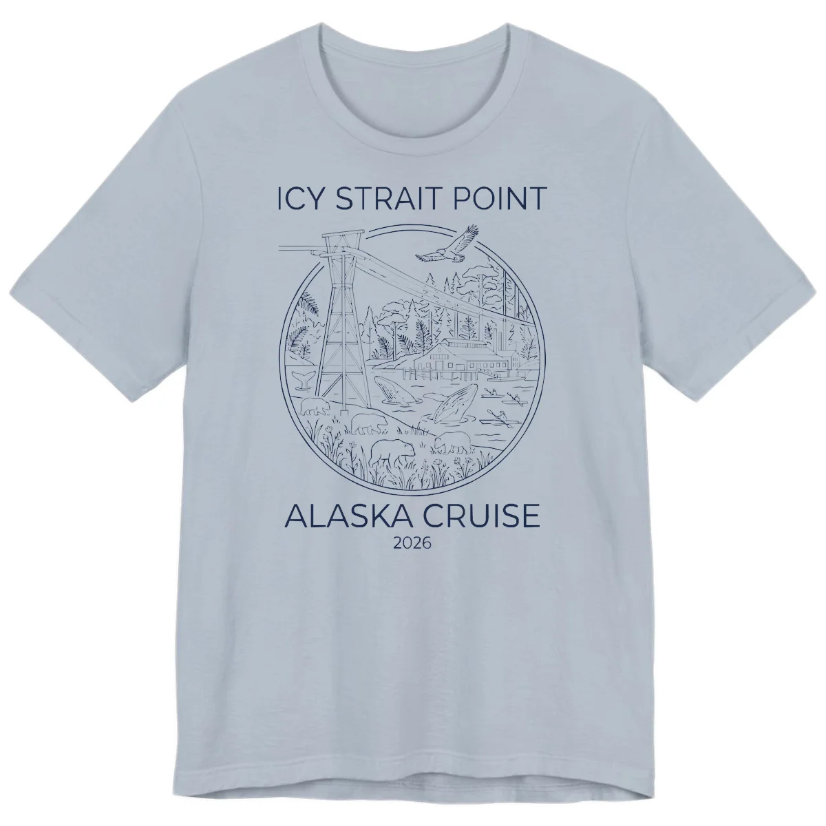 Icy Strait Point Wildlife Panorama Premium Tee in Light Blue