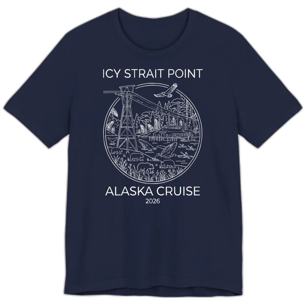 Icy Strait Point Wildlife Panorama Premium Tee in Navy