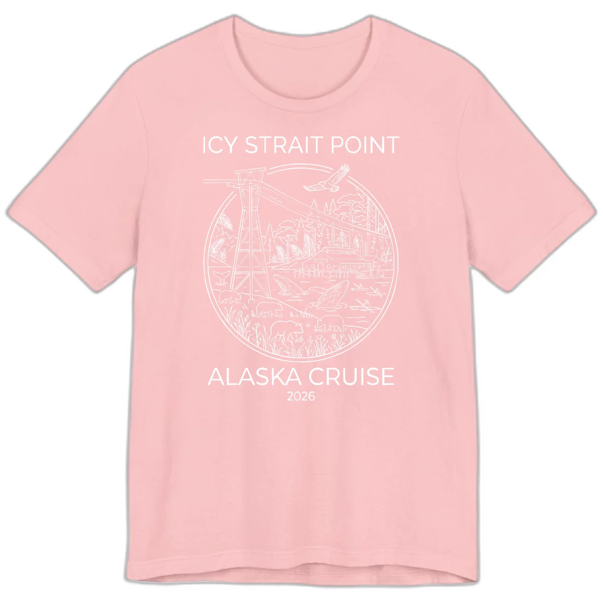 Icy Strait Point Wildlife Panorama Premium Tee in Pink