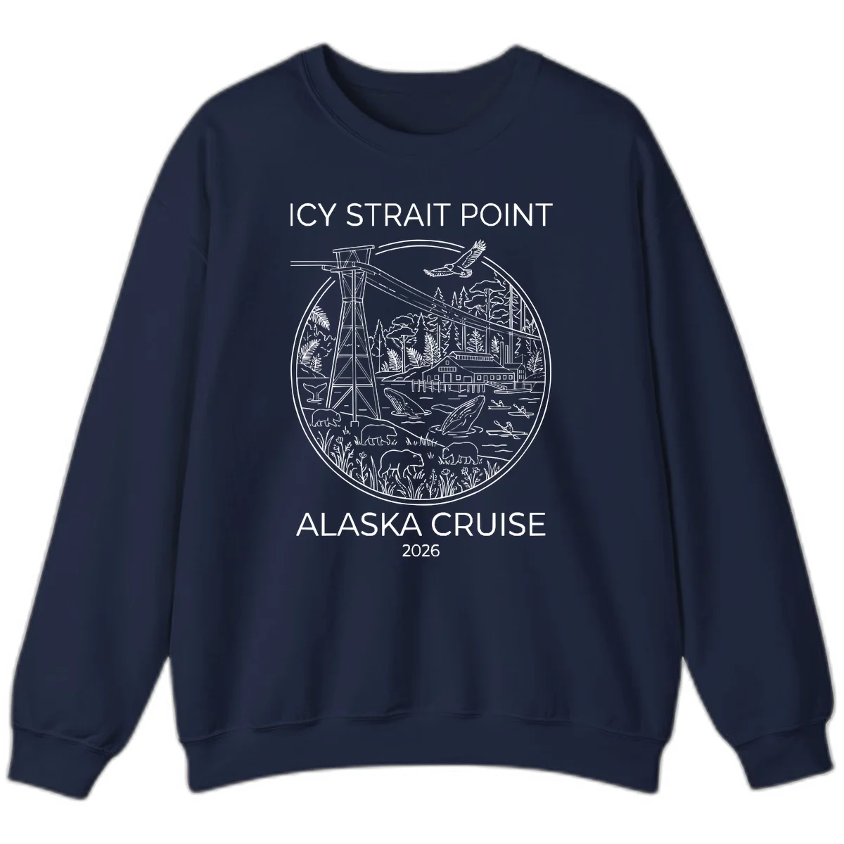 Icy Strait Point Wildlife Panorama Sweatshirt in Navy