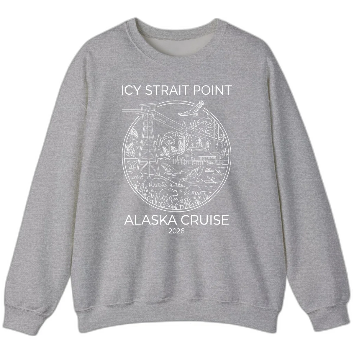 Icy Strait Point Wildlife Panorama Sweatshirt in Sport Grey