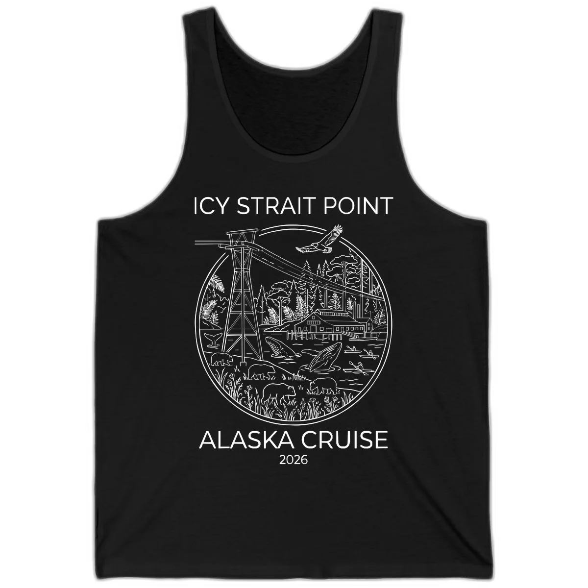 Icy Strait Point Wildlife Panorama Tank in Black