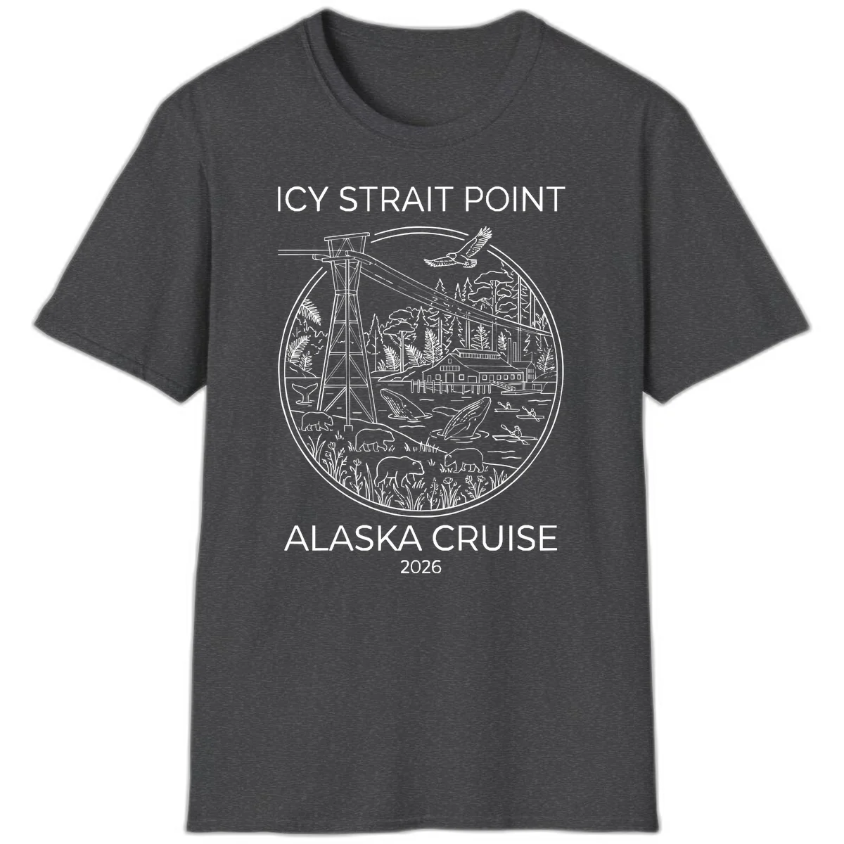 Icy Strait Point Wildlife Panorama T-Shirt in Dark Heather