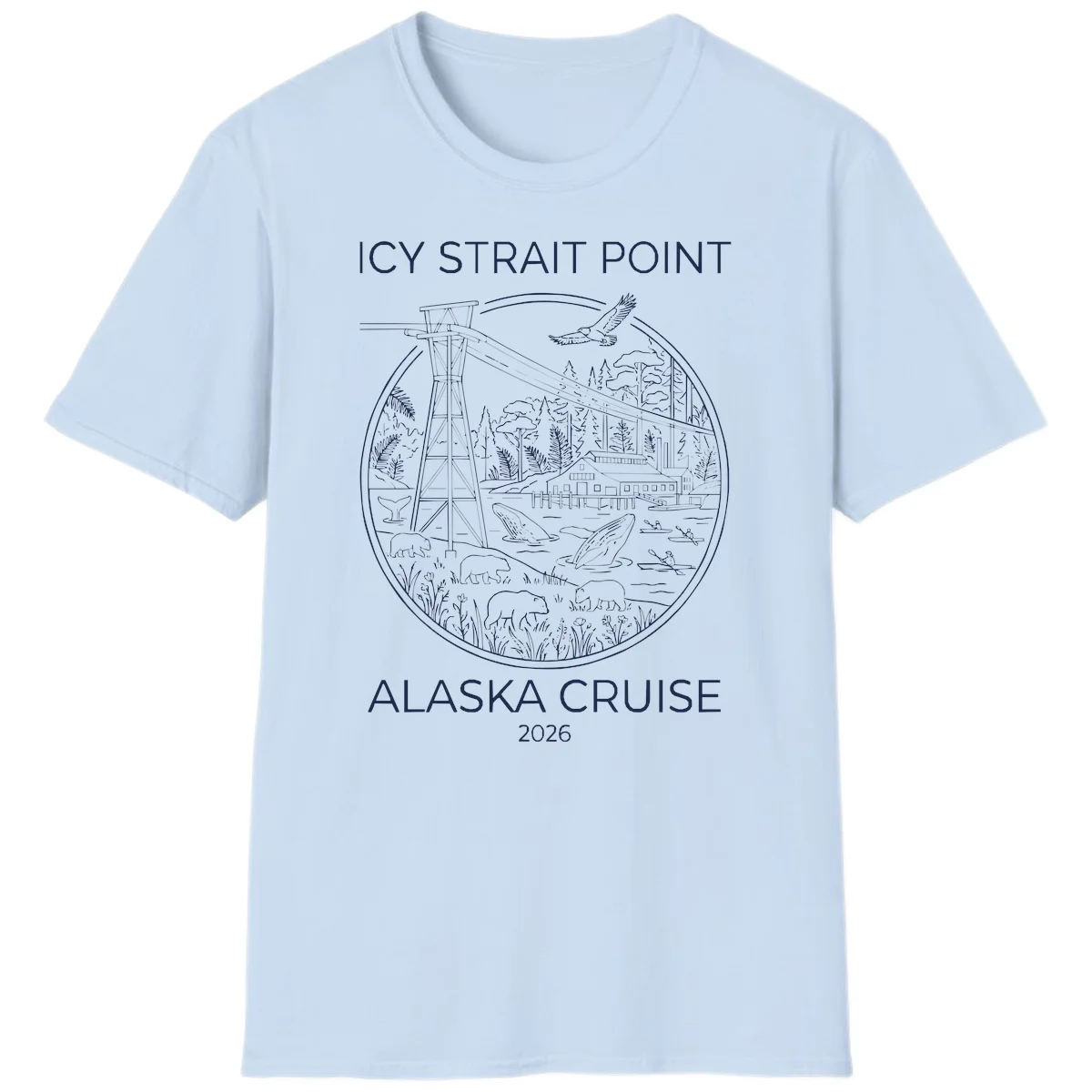 Icy Strait Point Wildlife Panorama T-Shirt in Light Blue