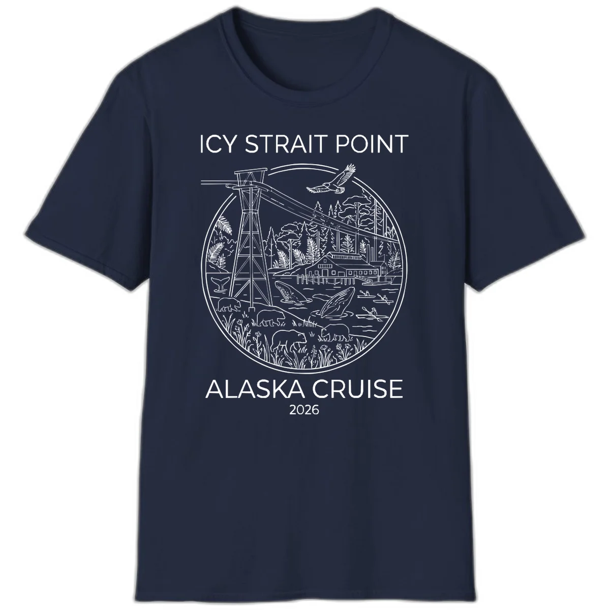 Icy Strait Point Wildlife Panorama T-Shirt in Navy