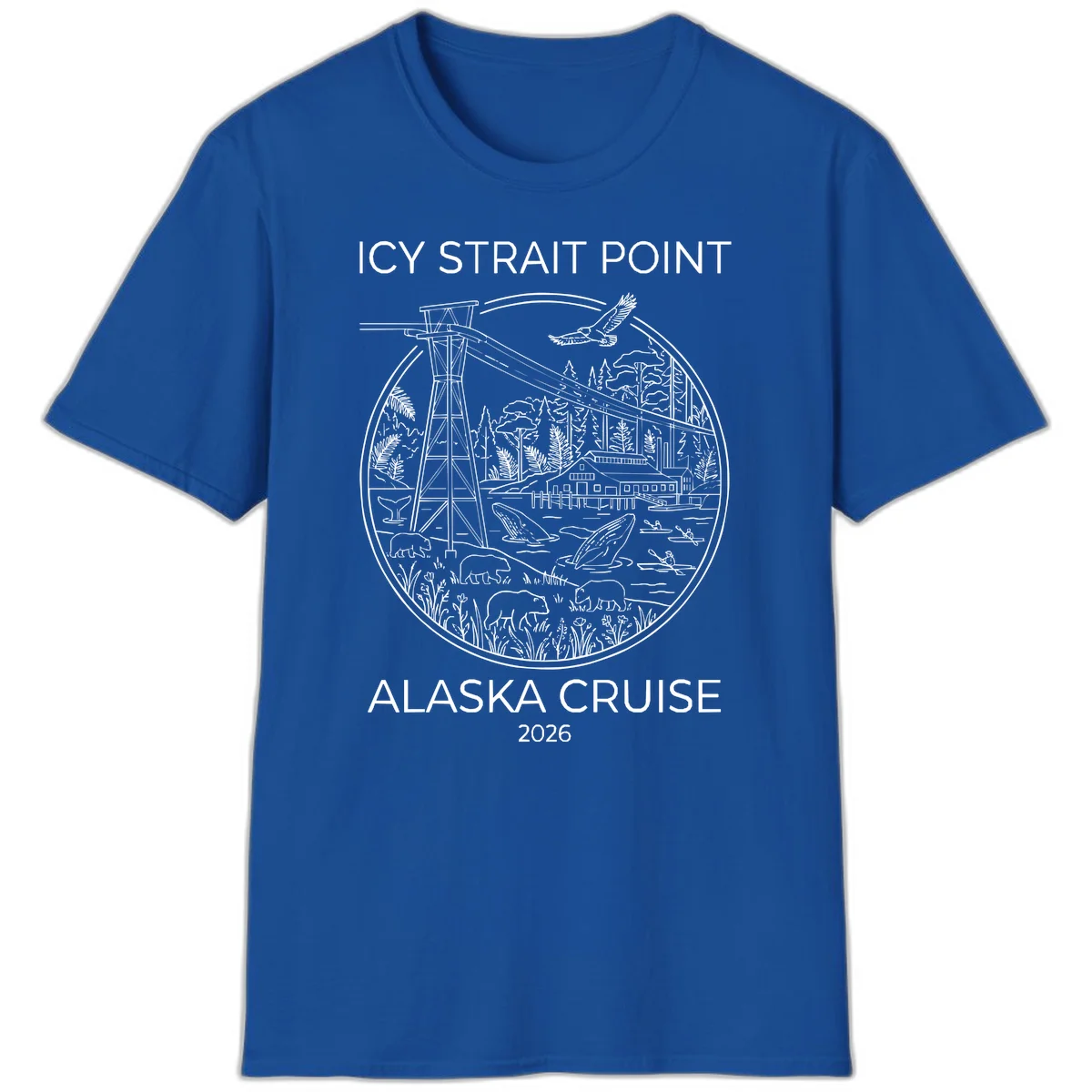 Icy Strait Point Wildlife Panorama T-Shirt in Royal