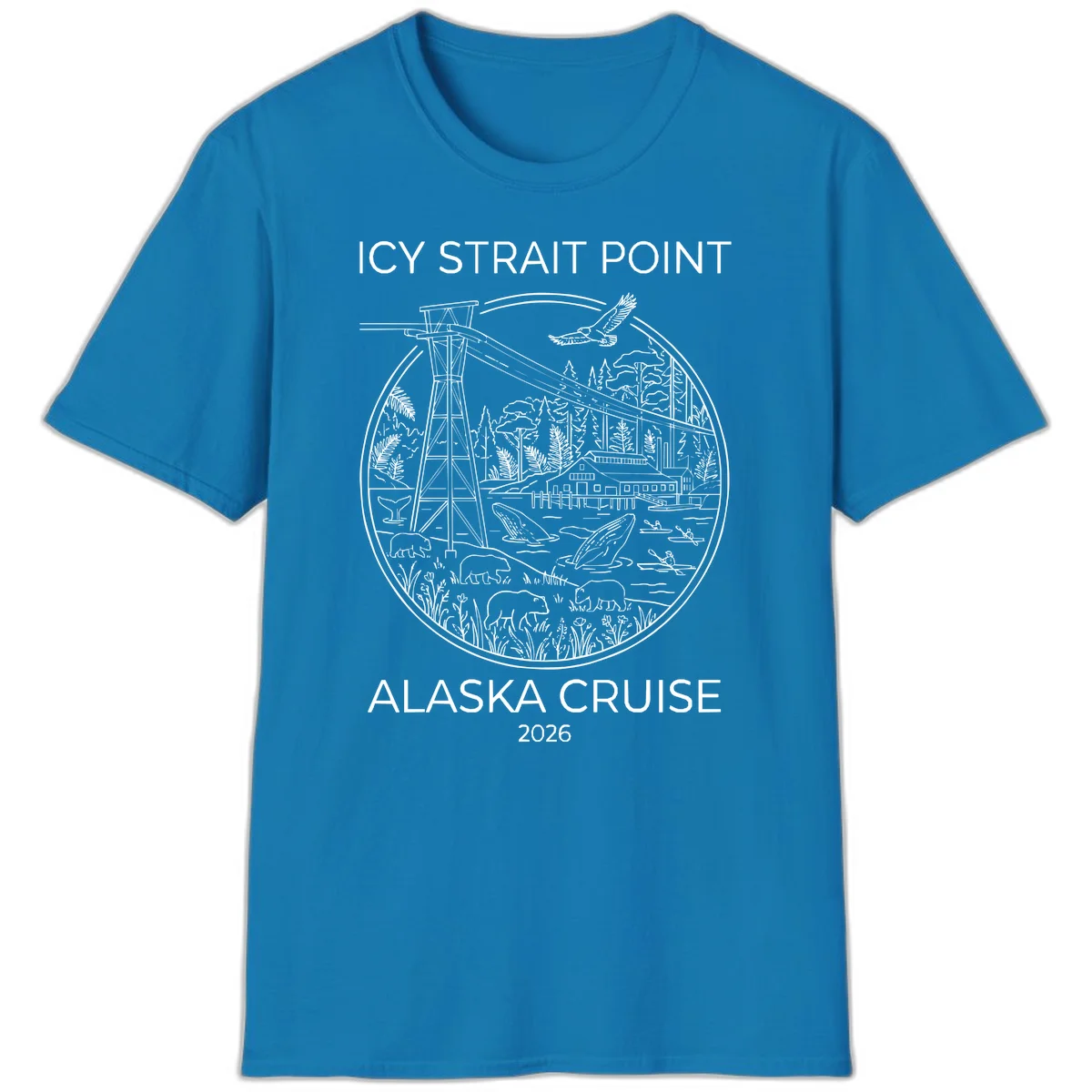 Icy Strait Point Wildlife Panorama T-Shirt in Sapphire