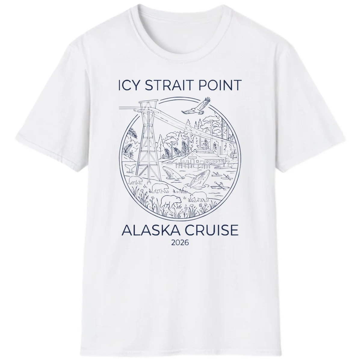 Icy Strait Point Wildlife Panorama T-Shirt in White
